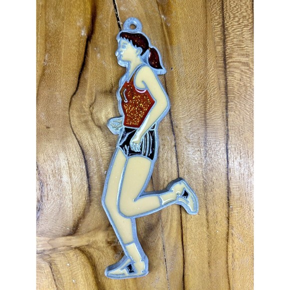 Vintage Runner Stained Glass Like Suncatcher Ornament Hang Holiday - Picture 1 of 2